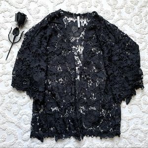 Gothic Thick Lace All Black Kimono medium